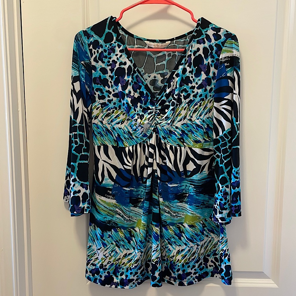 Boston Proper large three-quartered bell sleeve blouse size large